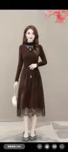 Mink fleece flower-trimmed dress details Picture